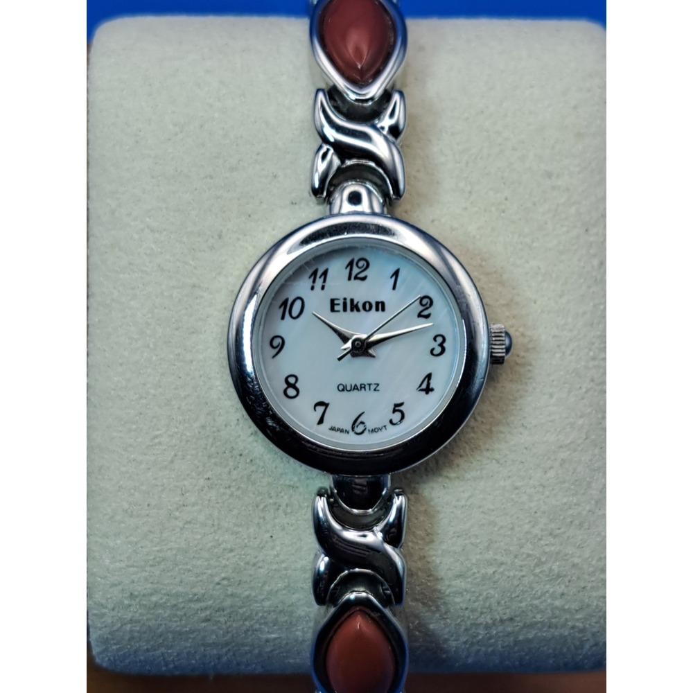 Vintage 1992 Eikon Mother of Pearl Cate Eye 22mm Women's Quartz Watch Restored
